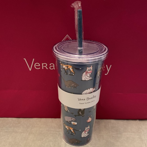 VERA BRADLEY CAT'S MEOW TRAVEL TUMBLER: New w/Tags- Pattern may vary slightly - Picture 7 of 7